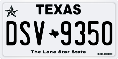 TX license plate DSV9350