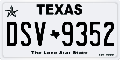 TX license plate DSV9352
