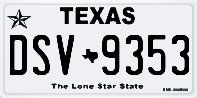 TX license plate DSV9353
