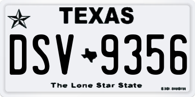 TX license plate DSV9356