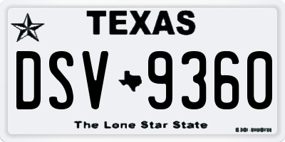 TX license plate DSV9360
