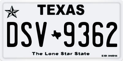 TX license plate DSV9362