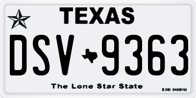 TX license plate DSV9363
