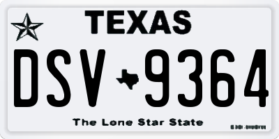 TX license plate DSV9364