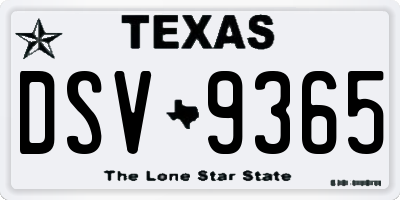 TX license plate DSV9365