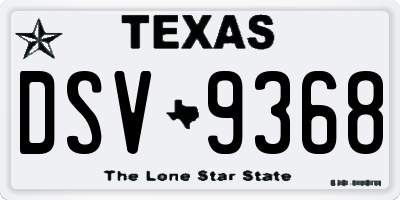 TX license plate DSV9368