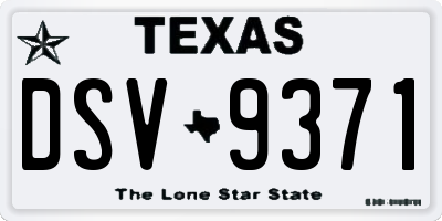 TX license plate DSV9371