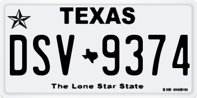 TX license plate DSV9374
