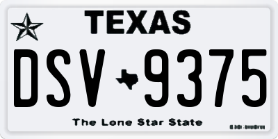 TX license plate DSV9375
