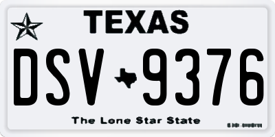 TX license plate DSV9376
