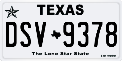 TX license plate DSV9378
