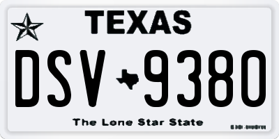 TX license plate DSV9380