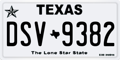 TX license plate DSV9382