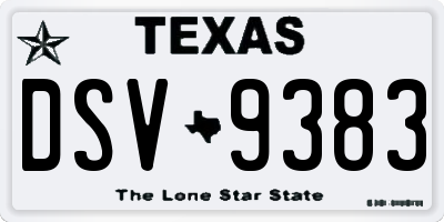 TX license plate DSV9383