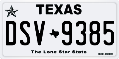 TX license plate DSV9385