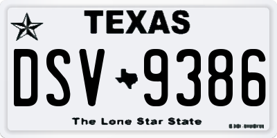 TX license plate DSV9386