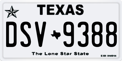 TX license plate DSV9388