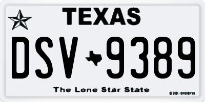 TX license plate DSV9389