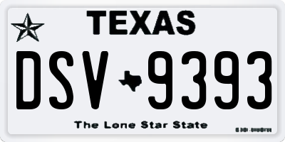 TX license plate DSV9393