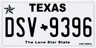 TX license plate DSV9396
