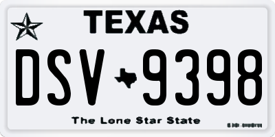 TX license plate DSV9398