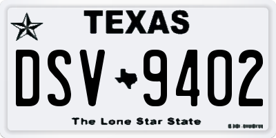 TX license plate DSV9402