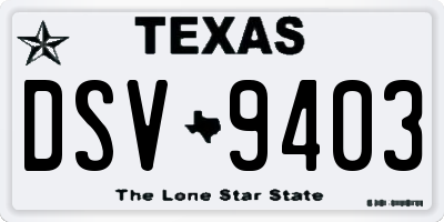 TX license plate DSV9403