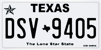 TX license plate DSV9405
