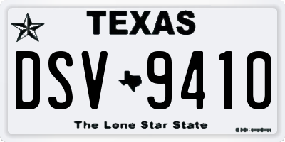 TX license plate DSV9410