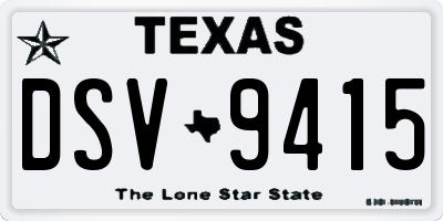 TX license plate DSV9415