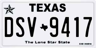 TX license plate DSV9417