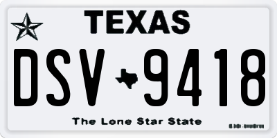 TX license plate DSV9418