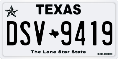 TX license plate DSV9419