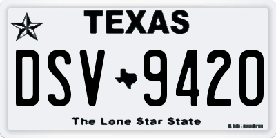 TX license plate DSV9420