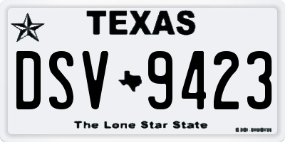 TX license plate DSV9423