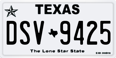 TX license plate DSV9425