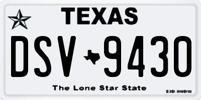 TX license plate DSV9430