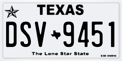 TX license plate DSV9451