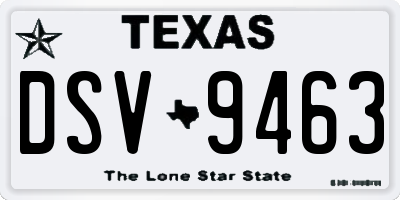 TX license plate DSV9463