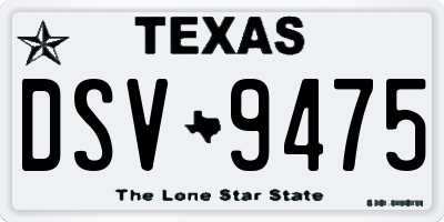 TX license plate DSV9475