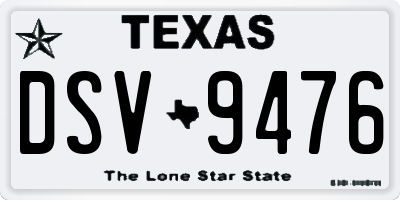 TX license plate DSV9476