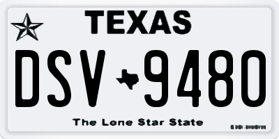 TX license plate DSV9480