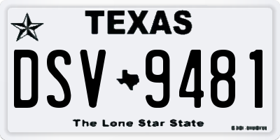 TX license plate DSV9481