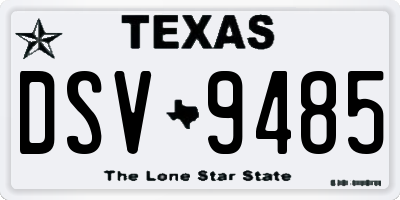 TX license plate DSV9485