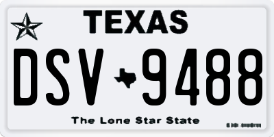 TX license plate DSV9488