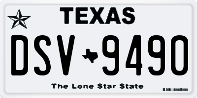 TX license plate DSV9490