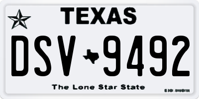 TX license plate DSV9492