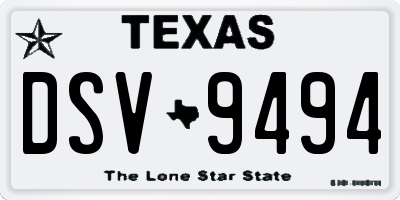 TX license plate DSV9494