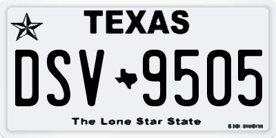 TX license plate DSV9505