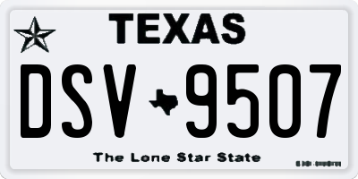 TX license plate DSV9507